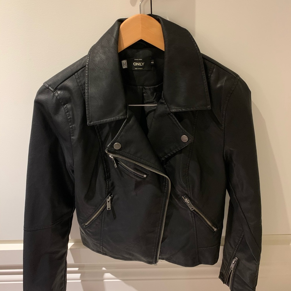 Mendocino-bought vegan biker jacket.